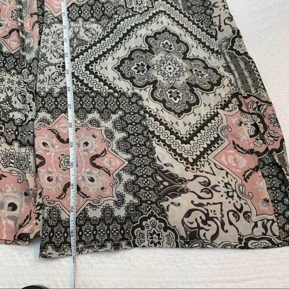 tahari Multi-Patterened Tunic Kimono Flowy Women's Pink/Grey Size L-XL - Picture 9 of 9